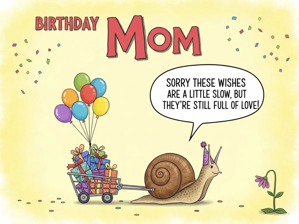 Funny Belated Birthday Wishes for Mom